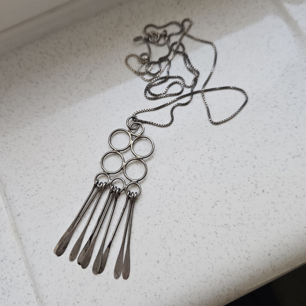 sterling retro boho 90s y2k indie urban witchy geo wire chain pendant necklace